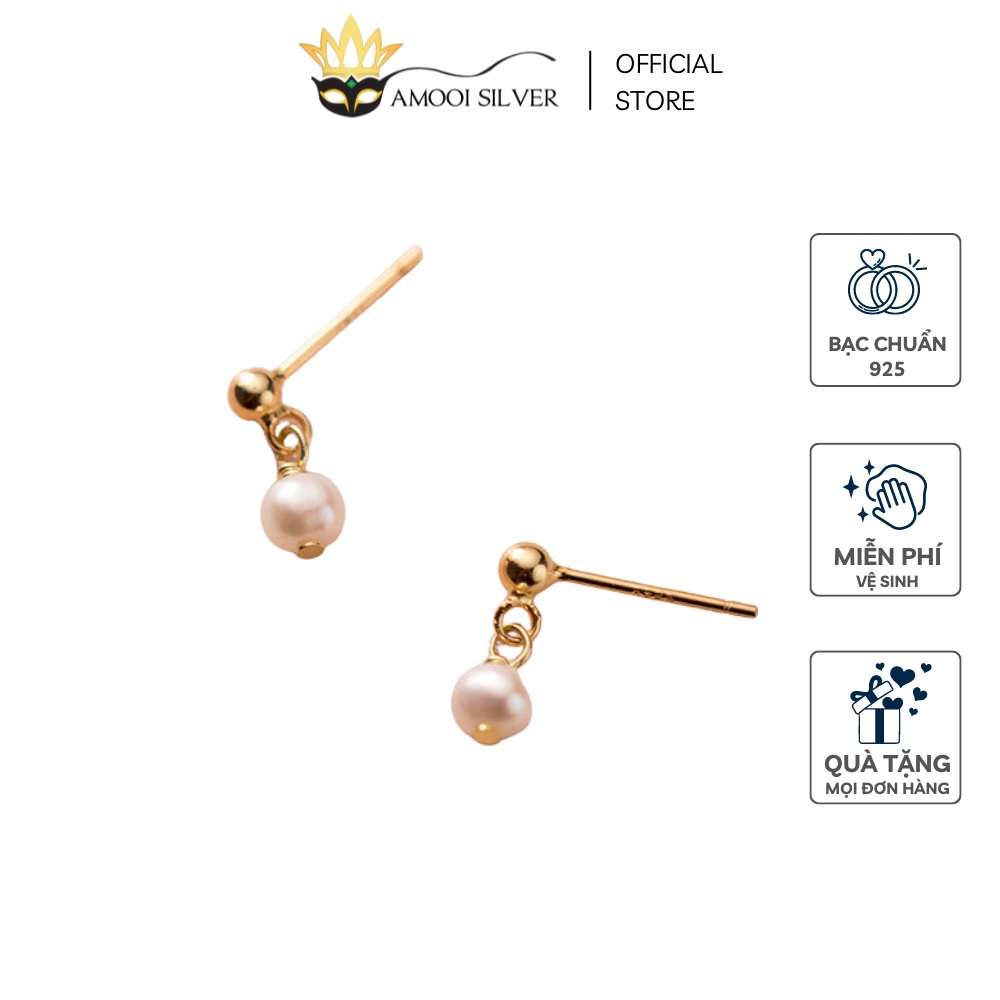 Bông tai bạc S925 hạt ngọc tòn ten - Amooi Silver AB171