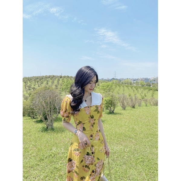 VÁY HOA VÂN NỔI CỔ BÈO