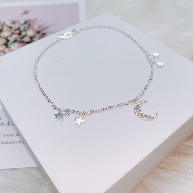 Lắc chân bạc nữ 925 cao cấp hình sao trăng | BigBuy360 - bigbuy360.vn