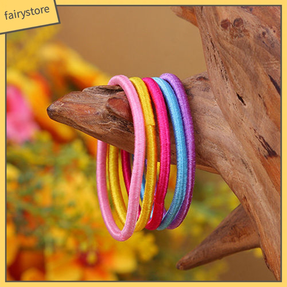 Set 100 Dây Buộc Tóc Co Giãn Nhiều Màu Thời Trang Cho Nữ