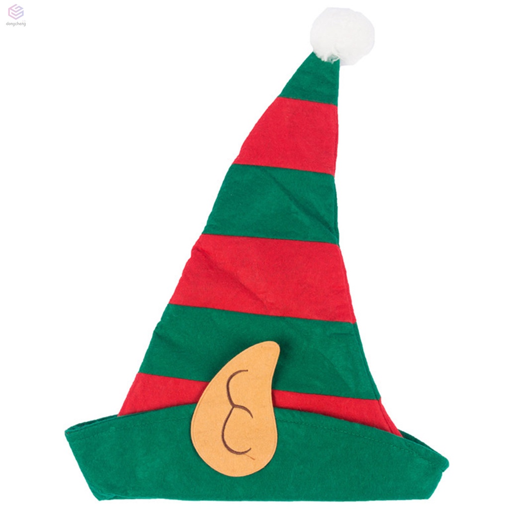 Nón Giáng Sinh Tai Yêu Tinh Màu Đỏ Và Xanh Lá Sọc Đỏ Tươi Sáng Trang Trí Tiệc Giáng Sinh