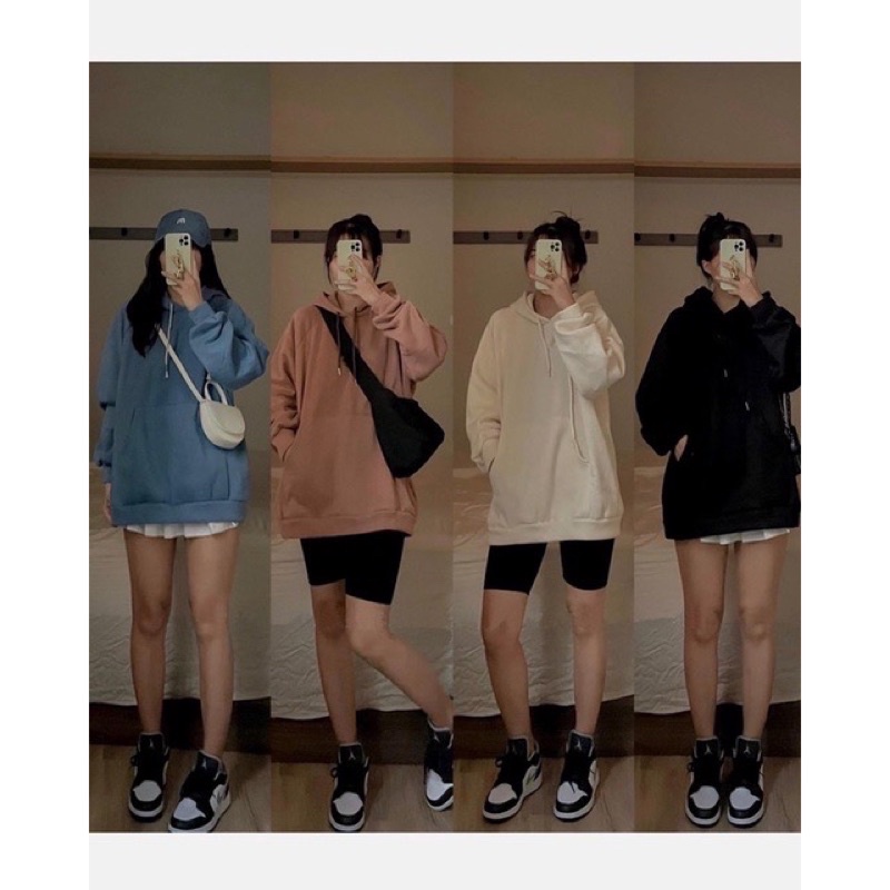 Áo Hoodie trơn unisex nam nữ mặc được mũ 2 lớp ( chọn size )