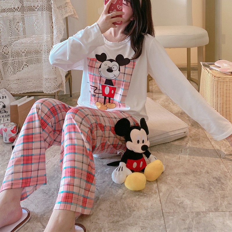 Bộ đồ ngủ dài tay họa tiết nhân vật hoạt hình dễ thương BD04 | BigBuy360 - bigbuy360.vn