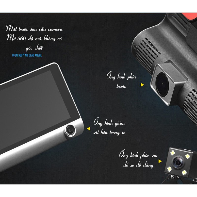 [ COMBO 5 ] Camera hành trình ô tô 3 mắt camera riêng, màn hình 4 inh full HD 1080 | BigBuy360 - bigbuy360.vn