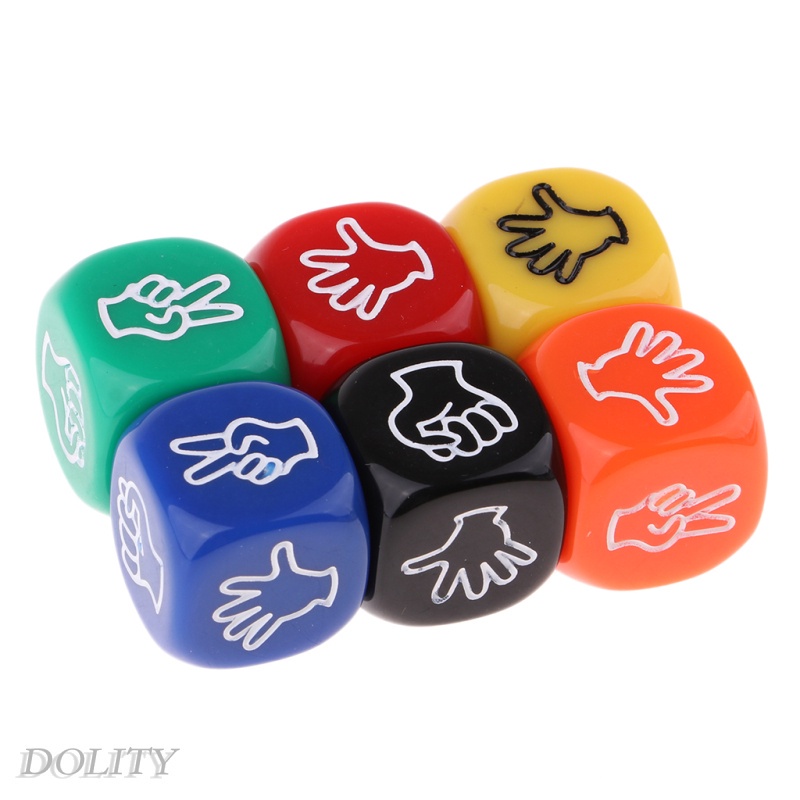 6Pcs Six Sided Rock Paper Scissors Dice Board Game for Party Games Supplies