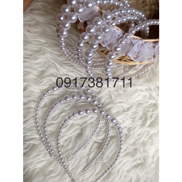 Băng đô hạt bẹt trắng