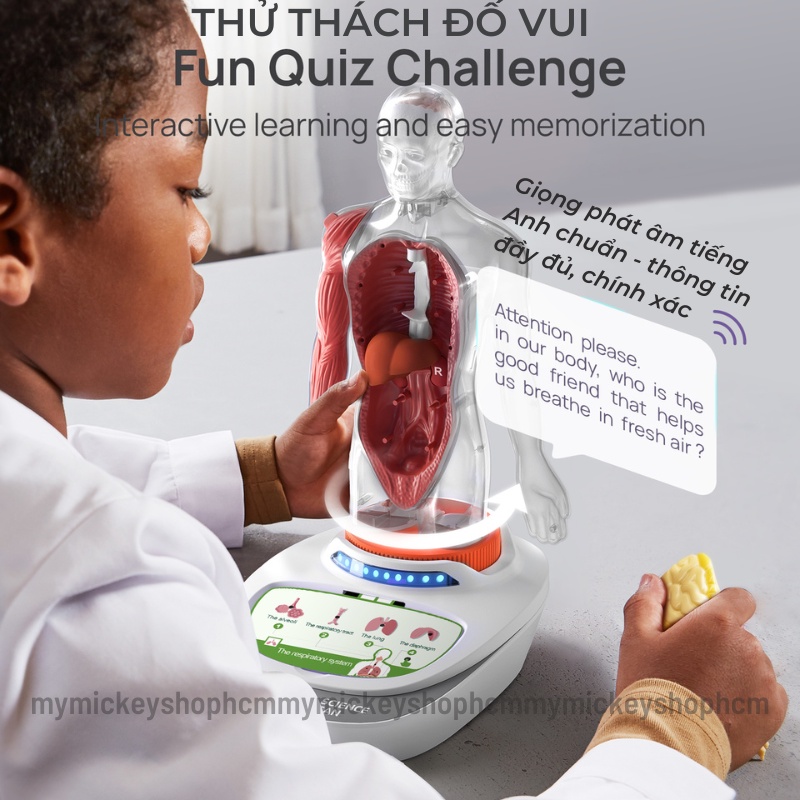 Đồ chơi mô hình 3D hãng Topbright Science Can - cơ thể người Humanbody có phát âm thanh tiếng Anh khoa học steam