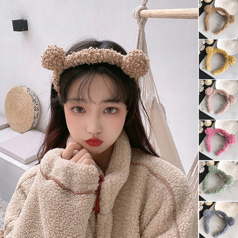 Cài tóc tai gấu chất liệu lông nhung màu kẹp dễ thương cho nữ