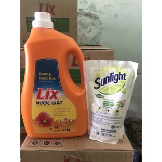 Nước giặt Lix 3.8kg.tặng rứa chén túi 550g