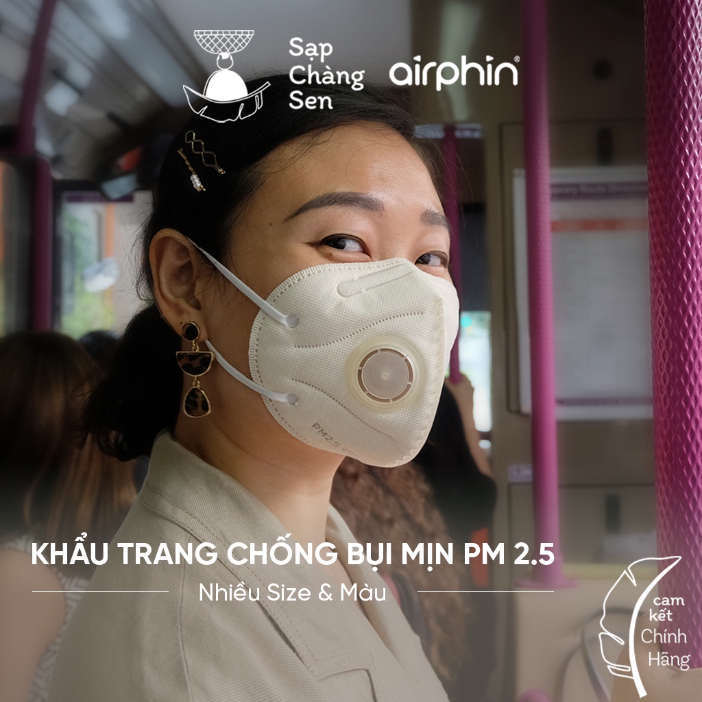 Khẩu trang Airphin chống ô nhiễm, bụi mịn PM 2.5 - người lớn, nhiều màu