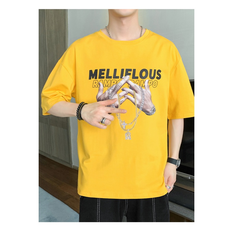 Áo thun nam Melliflous vải cotton phong cách Hiphop đường phố , áo phông nam