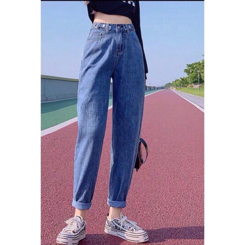 Quần jean bò baggy nữ ống rộng suông nữ jeans cạp cao 3 size S M L hót 2021