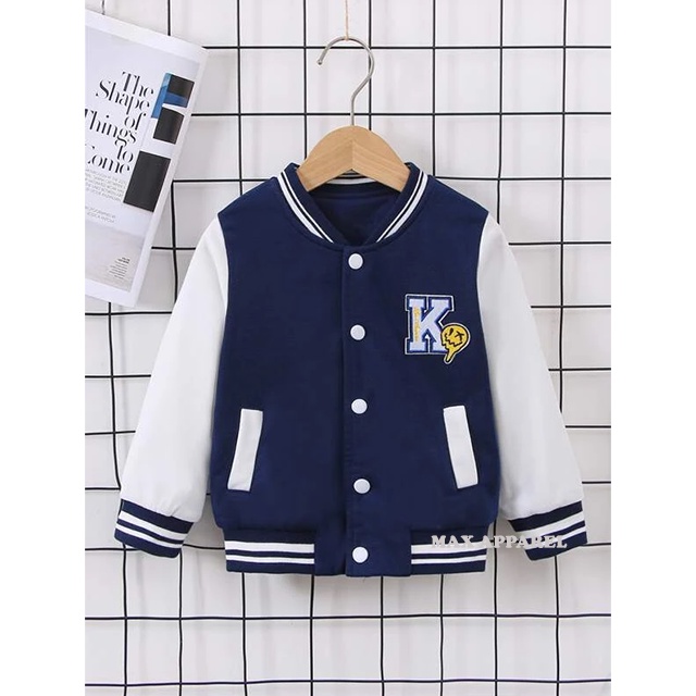 Áo Khoác Bomber Có Khóa Kéo Màu Đen / Xanh Navy Thời Trang Cho Bé Trai Và Bé Gái 1 2 3 4 5 6 7 8 9 10 11 12 14 15 Tuổi
