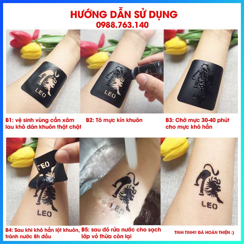 [❤️ ĐƯỢC CHỌN KHUÔN VÀ MÀU MỰC ❤️] Hình xăm Tạm Thời + Mực xăm tạm thời 15 ngày (20 - 70 hình)  Phù Hợp Mọi lứa tuổi