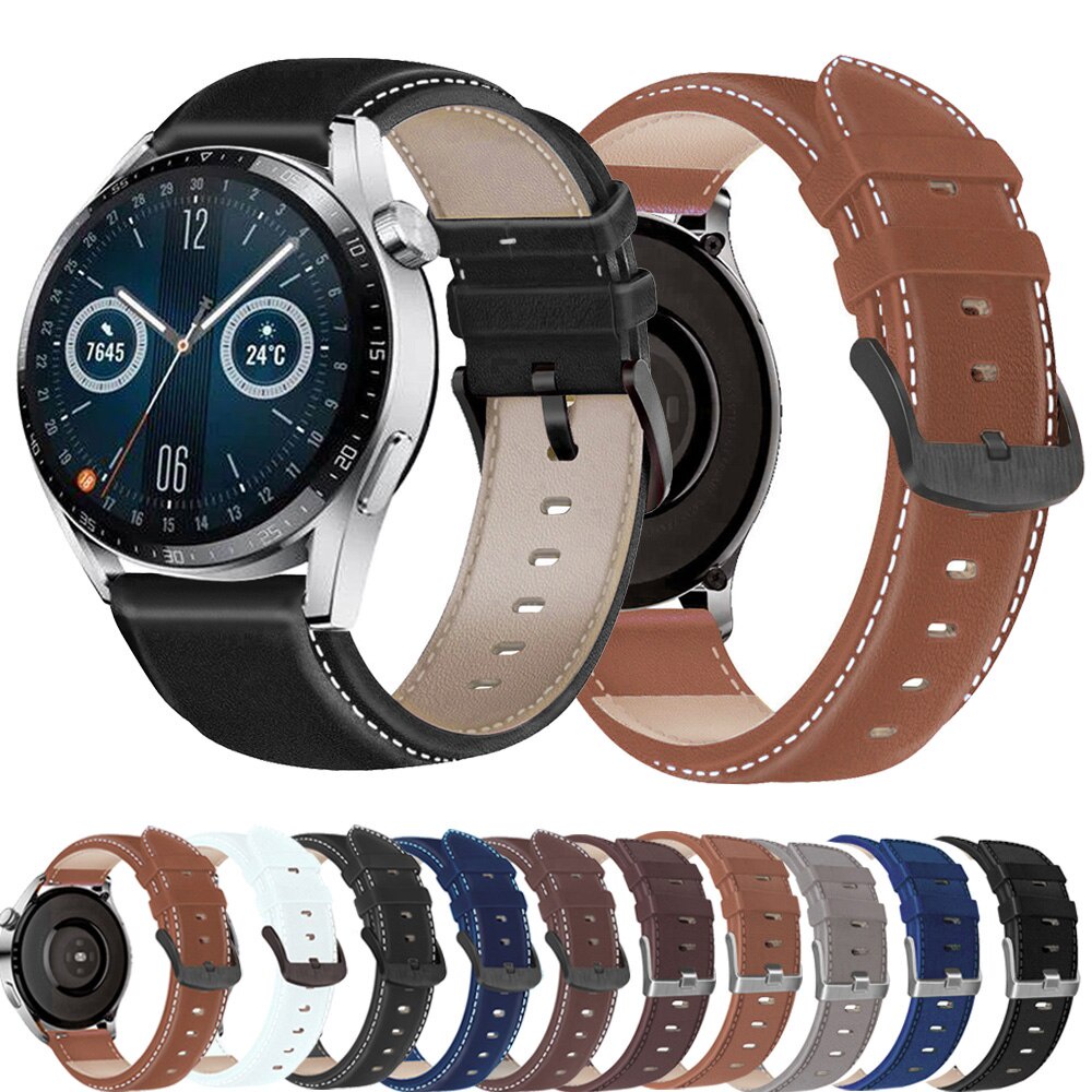 Dây đeo bằng da 22mm thay thế cho đồng hồ Huawei Watch GT 3 46mm / GT Runner