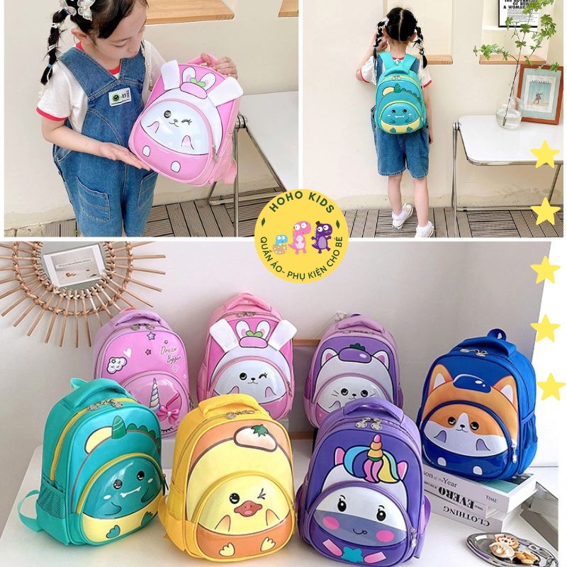 Balo đi học, cặp sách mẫu giáo mầm non cho bé trai bé gái hình động vật dễ thương chống nước Hoho Kids