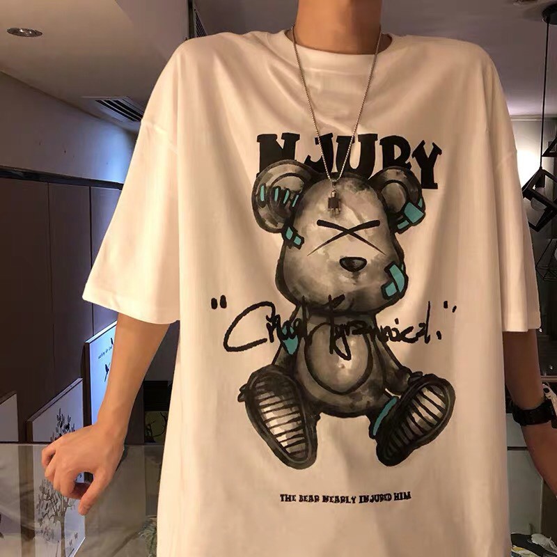Áo Thun Tay Lỡ Gấu NJURY CAMNHUNG Áo Thun Nam Nữ Unisex Hot Hit