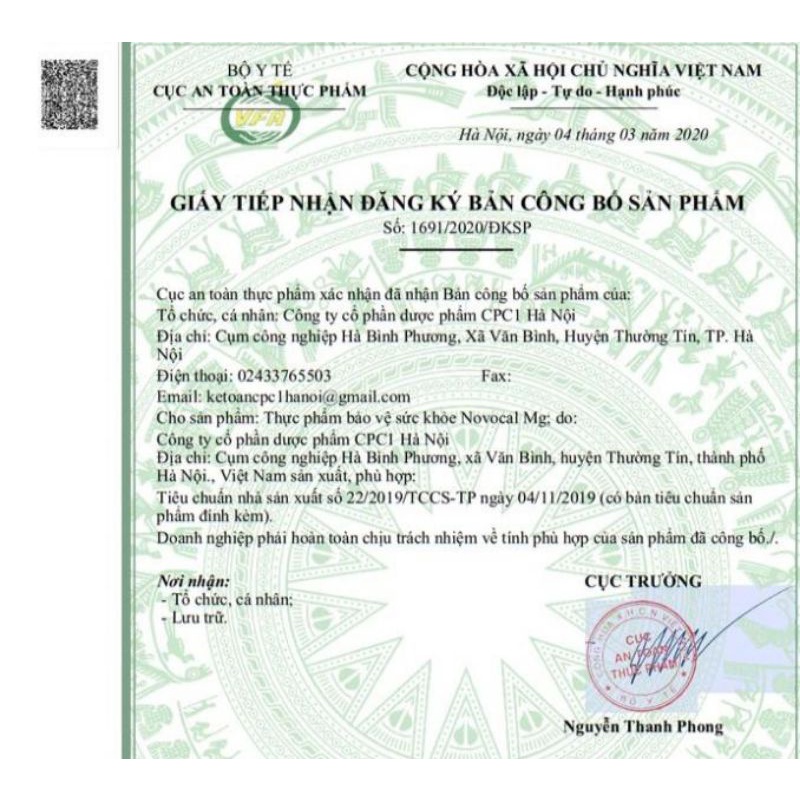 Novocal bổ sung calci, mage hộp 20 ống