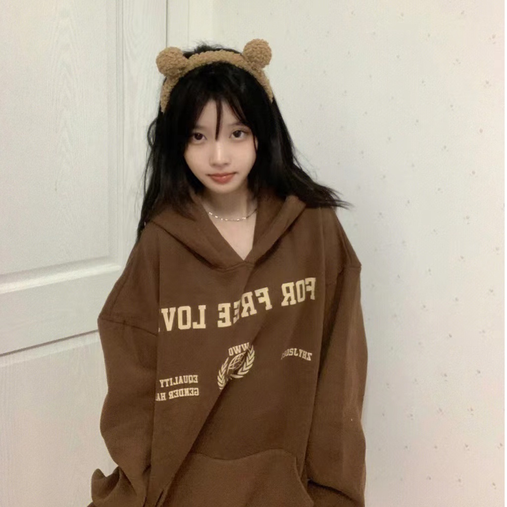 NRVP Áo Hoodie Tay Dài Oversize In Họa Tiết Phong Cách Hàn Quốc Kiểu Mới Cho Nam / Nữ