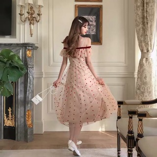 Đầm xoè trễ vai Ulzzang tiểu thư