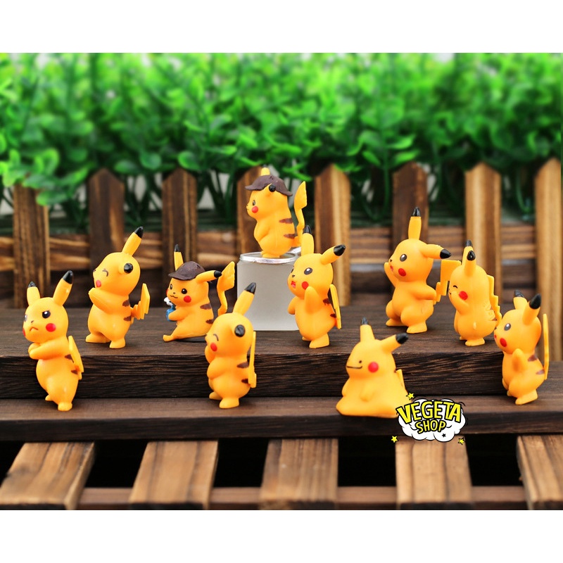 Mô hình Pikachu - Trọn bộ 10 mô hình Pikachu nguyên bản thám tử cực dễ thương - Cao khoảng 3.5 ~ 5cm