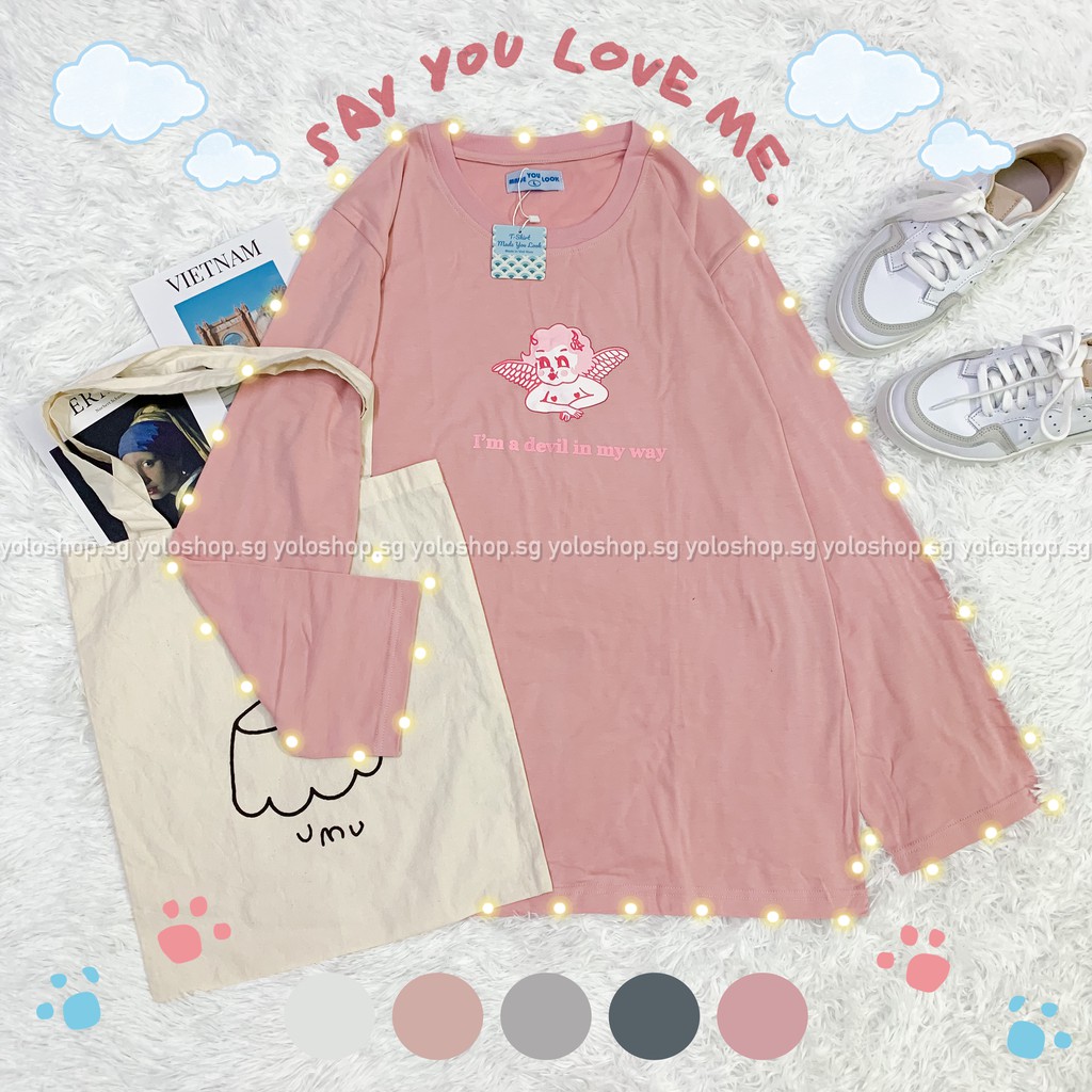 Áo thun dài tay ️ ANGEL️ phông Unisex nam nữ tee oversize form rộng pull Ulzzang Streetwear Hàn Quốc vải mềm