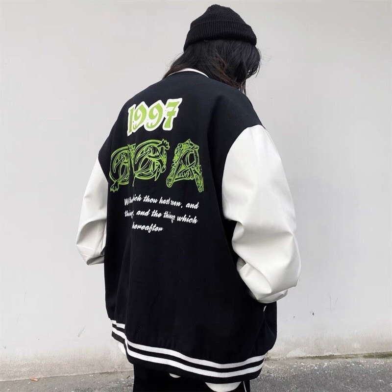 Varsity jacket bomber 1997 - BOMBER NỈ PHỐI TAY DA