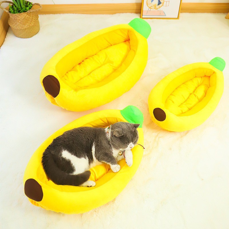 Đệm ổ trái chuối vải nhung mềm cho thú cưng, đệm cho chó, đệm cho mèo