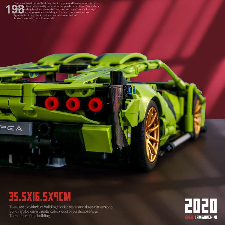 【2021】Tương thích với Lego Lamborghini khối xây dựng khó khăn dành cho người lớn điều khiển từ xa ô tô hạt nhỏ lắp ráp đ