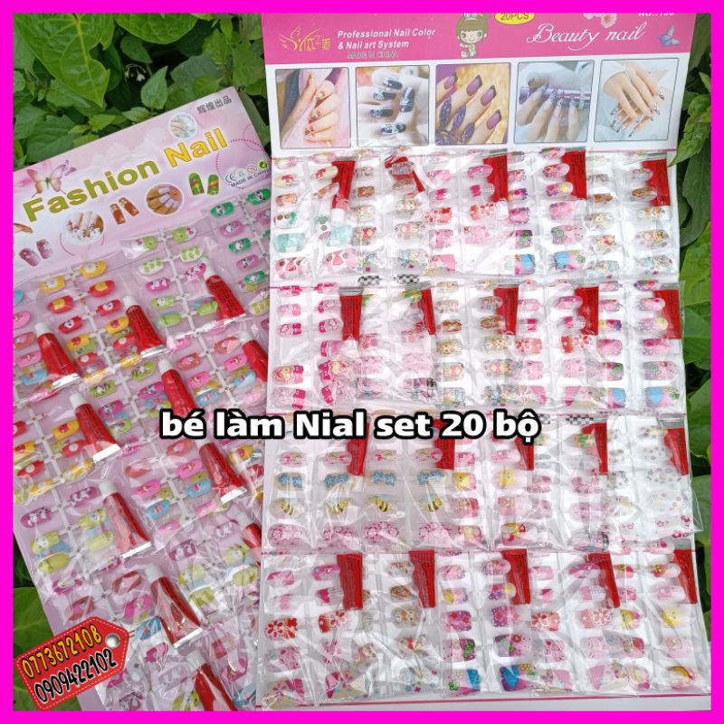 set 20 bộ nail móng tay giả cho bé yêu