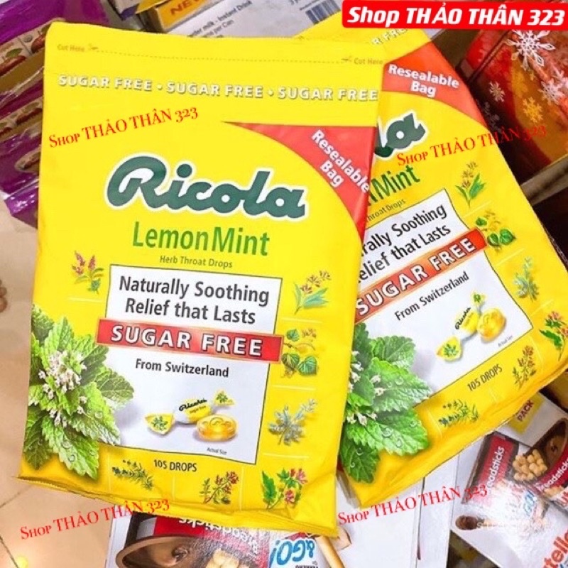 {Date T6/2024}-Kẹo Ngậm Ricola - Kẹo Ngậm Ho Thụy Sĩ Không Đường 105 Viên