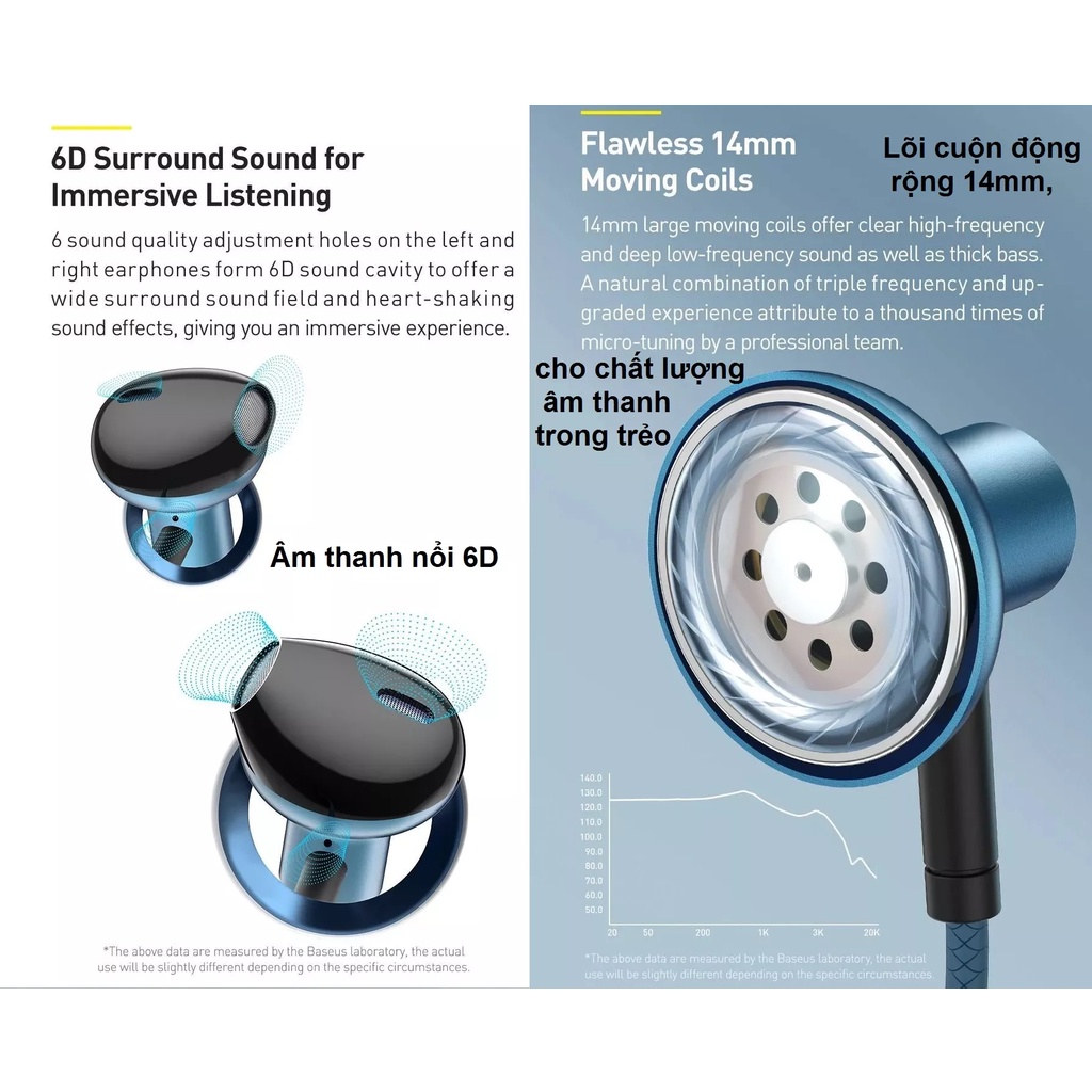Tai nghe Baseus H19, siêu âm thanh 6D, micro khử ồn, thiết kế ko gây đau tai, lỗi 1 đổi 1