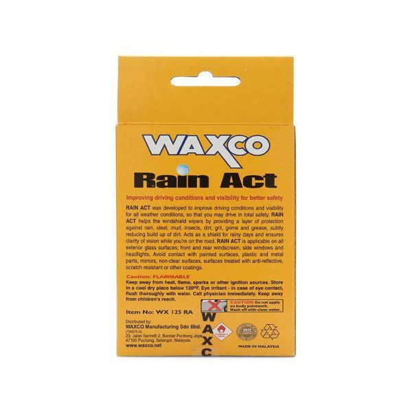 Dung Dịch Chống Bám Nước Mưa Trên Kính WAXCO 125ml hàng Malaisia