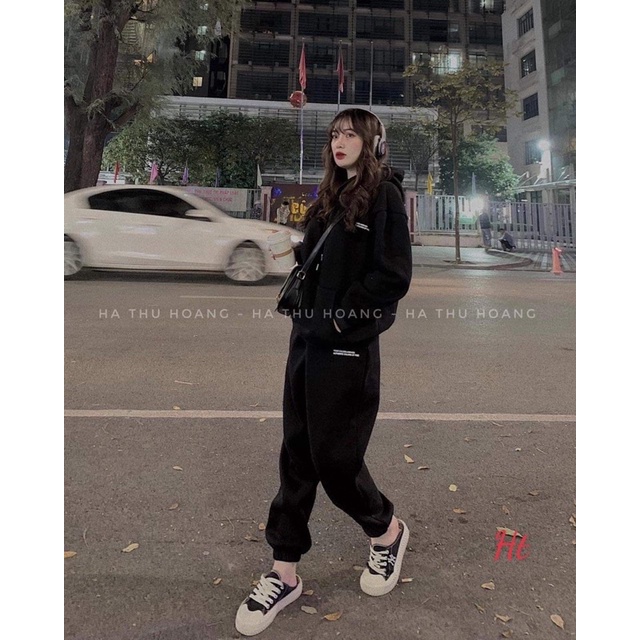 Bộ nỉ nữ cotton hai dòng HT12