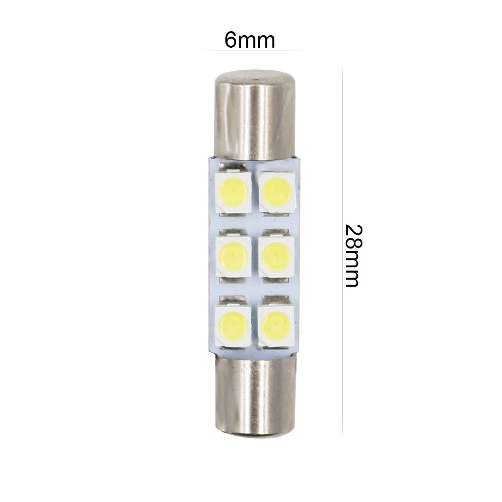10 Bóng Đèn Led 29mm 6 SMD C5W DC12V Chất Lượng Cao Cho Gương Chiếu Hậu Xe Hơi