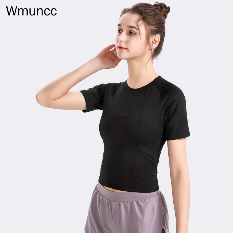 Wmuncc Áo Thun Lưới Tay Ngắn Co Giãn Thoáng Khí Nhanh Khô Dành Cho Nữ Tập Thể Thao