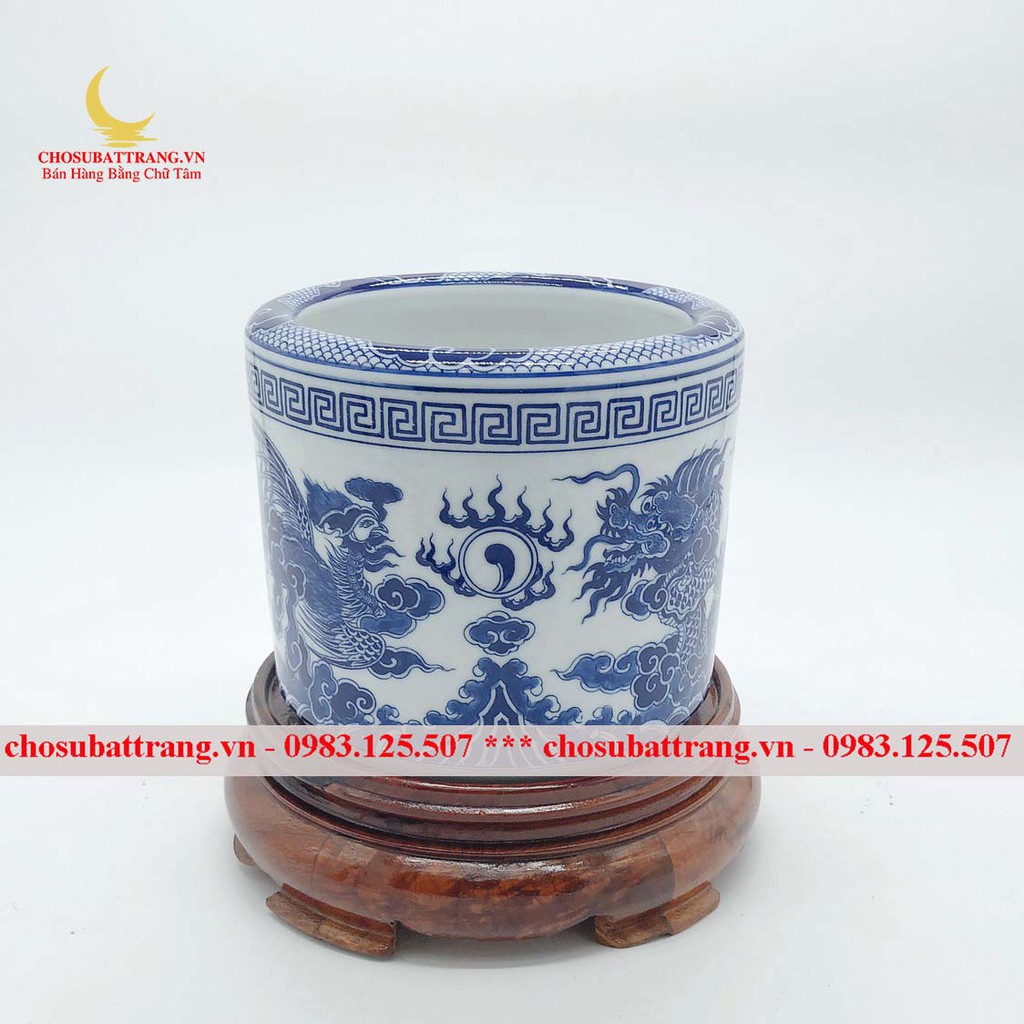 Bát hương xanh lam long phụng (chưa tính đế)