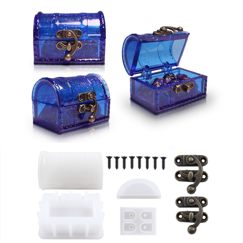 Khuôn Làm Hộp Kho Báu Bằng Nhựa Resin Pha Lê Có Gương Trang Trí Diy