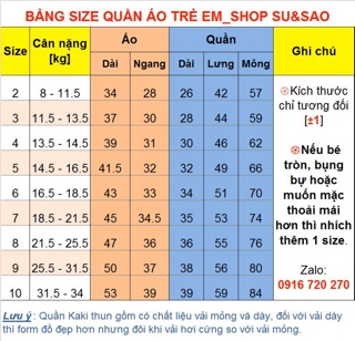 Quần kaki thun 8-33kg