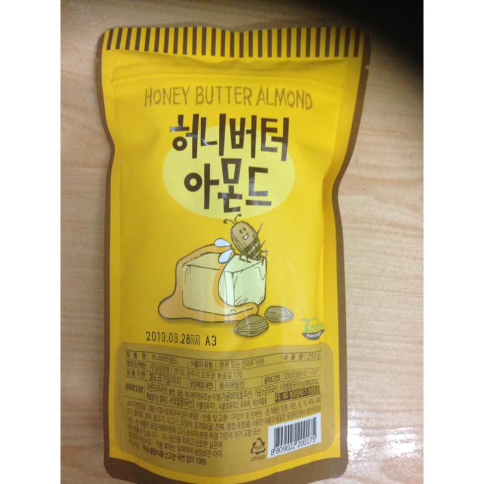 Hạt Hạnh Nhân Tẩm Bơ Mật Ong Hàn Quốc – 200g date 3..2020