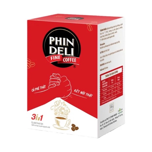 CÀ PHÊ SỮA 3in1 PHINDELI 306g  Hộp 18 gói x 17g