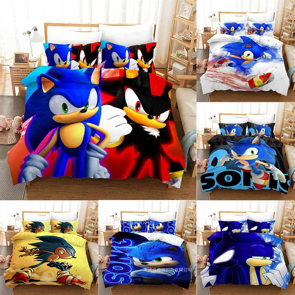 Bộ chăn ga vỏ gối hình nhím Sonic đáng yêu