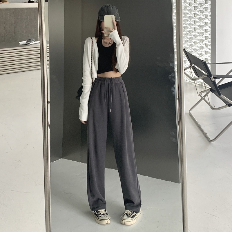 Quần dài ống rộng suông phong cách thể thao thời trang thường ngày dành cho nữ