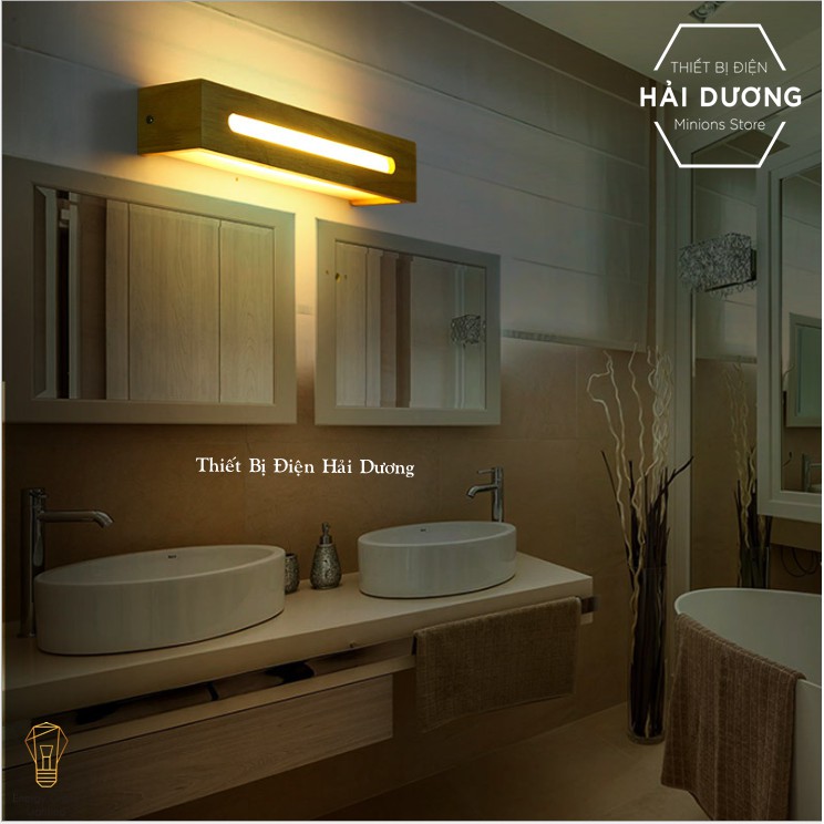 Đèn Tường Trang Trí Decor Hình Chữ Nhật Thân Gỗ Phong Cách Bắc Âu DT-161G - Led Siêu Sáng