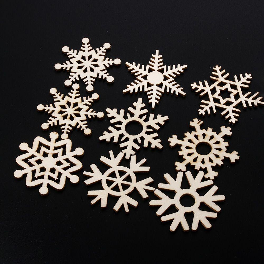 MAG Bộ 10 Miếng Gỗ Hình Bông Tuyết Trang Trí Giáng Sinh