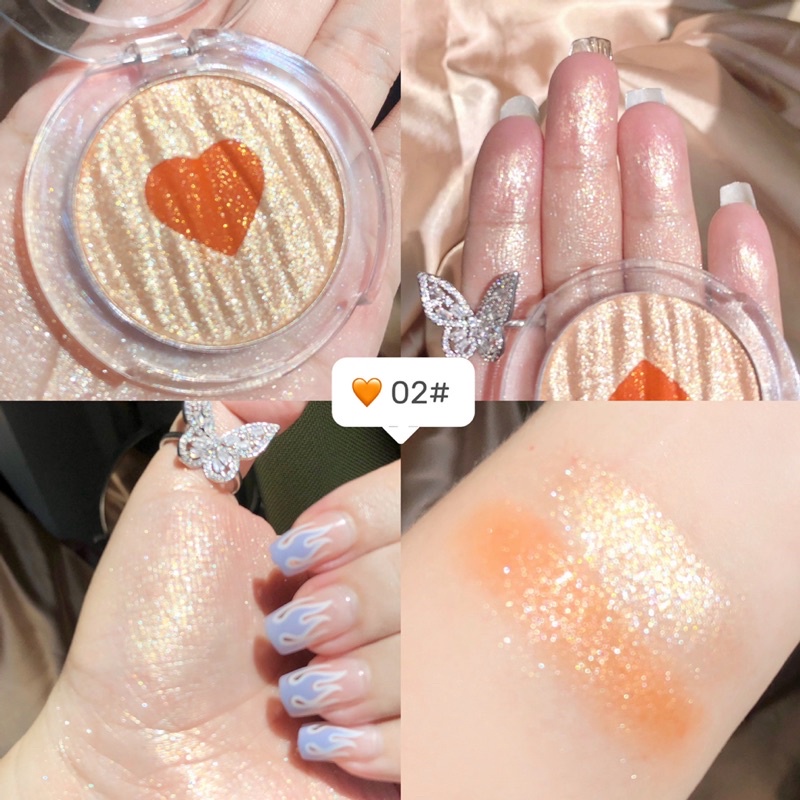 Phấn má hồng kèm nhũ highlight trang điểm bling bling Ulzzang xinh xắn