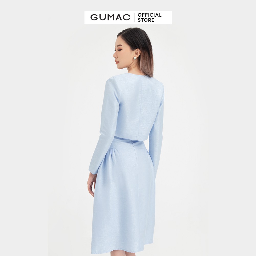 [Mã WABRGB11 giảm 10% đơn từ 250k] Áo khoác nữ nắp túi GUMAC màu xanh thiết kế sang trọng AB491