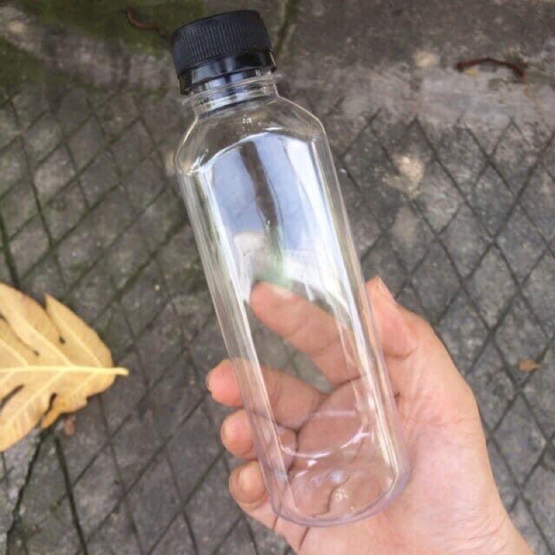 100 chai nhựa PET 330ml - Chai Nhựa Vuông Nắp Đen