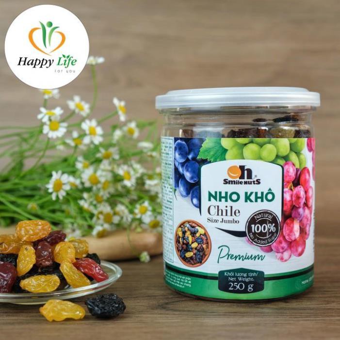 Nho khô mix 3 màu, nho khô nhập khẩu Chile 3 màu đen, đỏ, vàng hộp 500g - Happy Life 4U