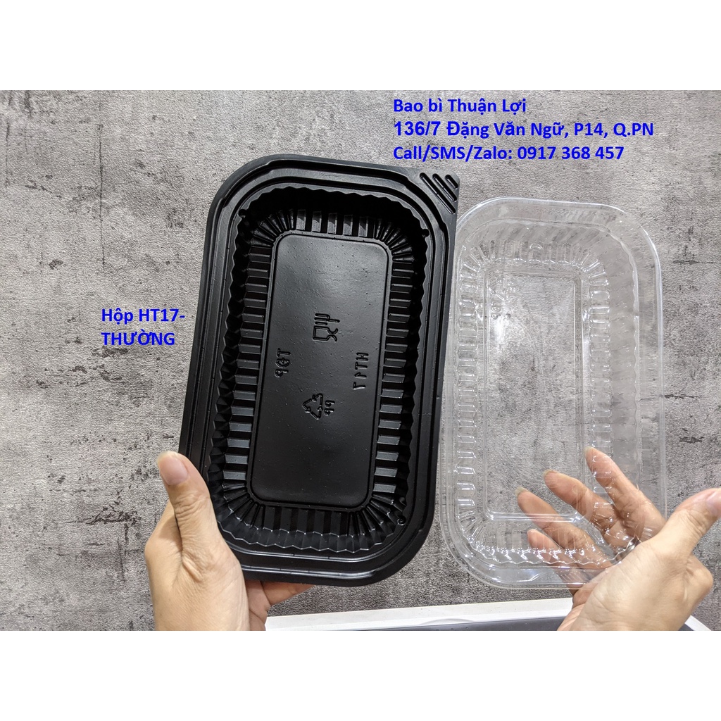 Hộp nhựa đen nắp trong / Hộp HT17 : chuyên đựng thực phẩm- Hàng đẹp - Không hôi - Không xẹp lún [Lốc 50 cái]